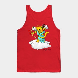 Valentine's Day Ginger Yellow Cupid Cat Tank Top